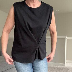 Black Crew Neck Asymmetrical Muscle Shirt